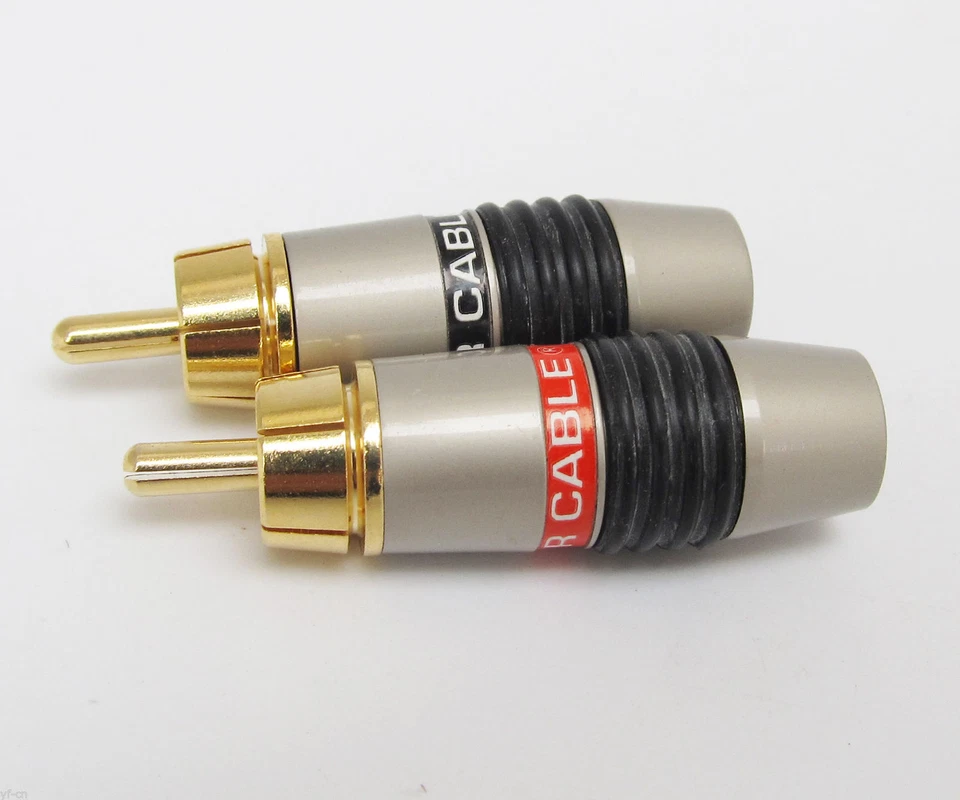 1Pair Monster Gold Plated Copper RCA Plug Audio Cable Soldering Male Connector - Image 3 of 4