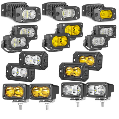 2PCS 3" LED Pods Light Bar 40W Spot Flood Off Road Fog Driving Lights ...