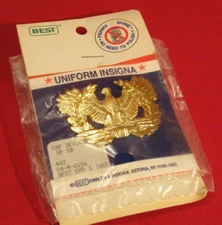 NEW Army Officer Cap Insignia: Gold Plated Permanent shine No polish!