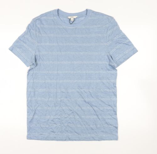 Marks & Spencer Blue Striped Crew Neck T-Shirt M