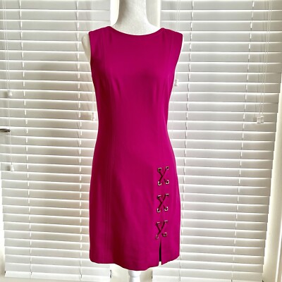 Trina Turk Size 2 Hot Pink Shift Career Dress Solid Ponte Lace Up Hem $228 | eBay Trina Turk Size 2 Hot Pink Shift Career Dress Solid Ponte Lace Up Hem $228 | eBay