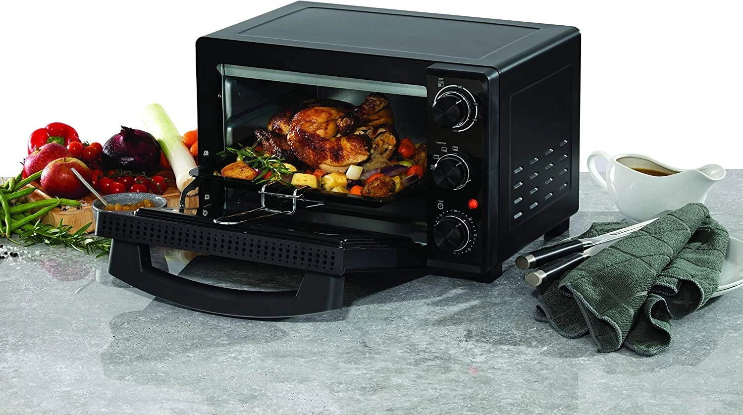 Daewoo Mini Oven & Grill- 1300w Countertop Electric Cooker with adjustable Tempe