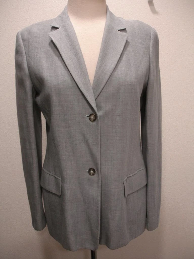 Giacca Tuta Donna 12 Michael Kors Blu Grigio Acciaio Miscela Lino Cappotto Sportivo