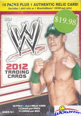 2012 Topps WWE EXCLUSIVE HUGE Factory Sealed 10 Pack Blaster Box-WWE RELIC !