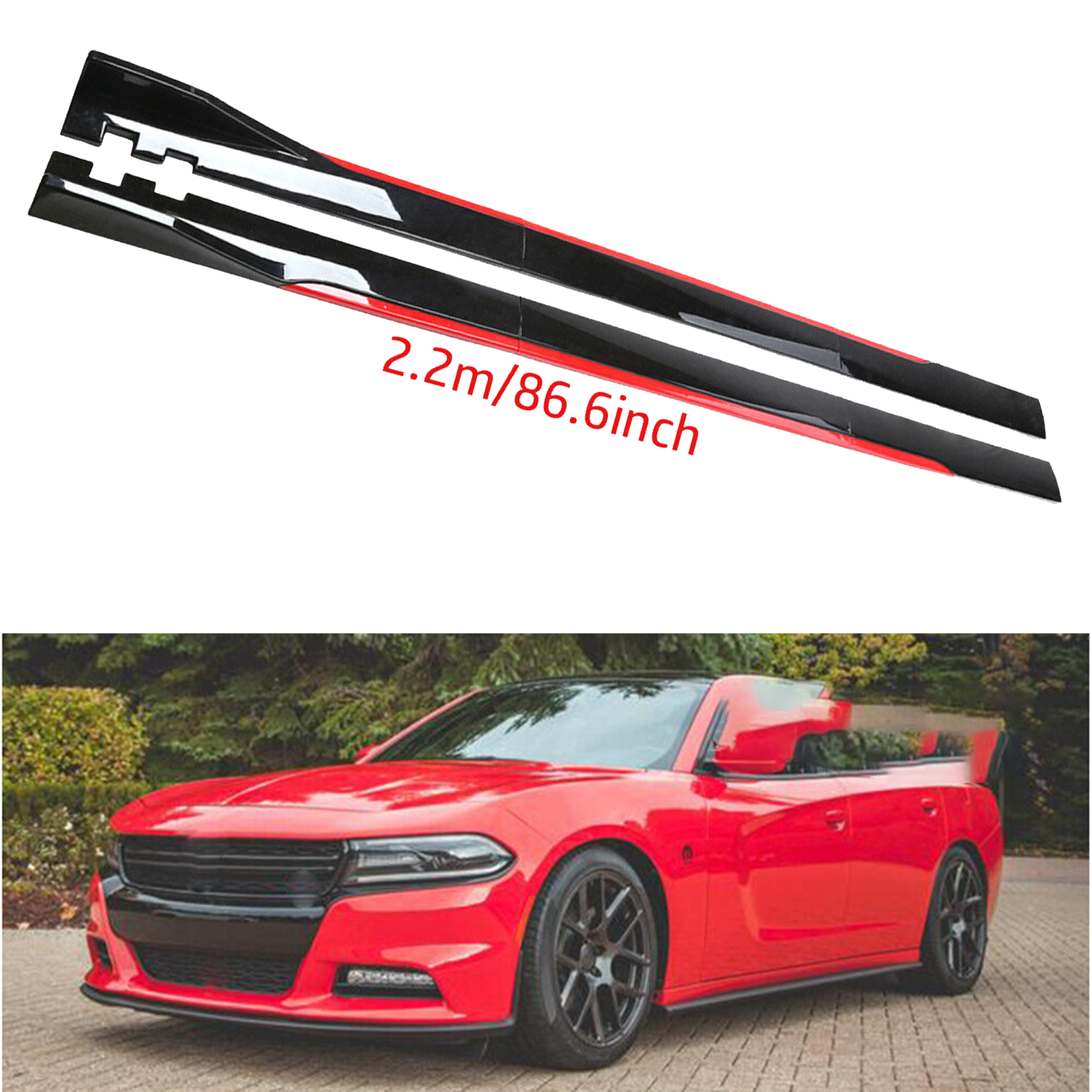 For Dodge Charger RTSide Skirt Extension Body Kit Splitter Spoiler Glossy Black