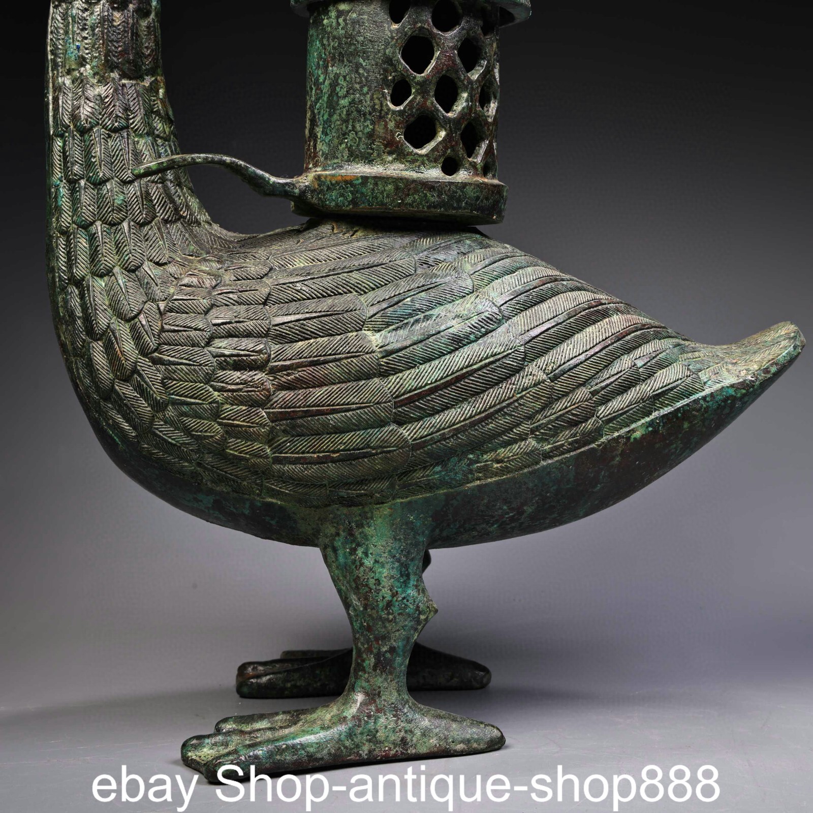 12'' Dynasty Bronze Ware Crane Bird Fish Animal Candle Holder ...