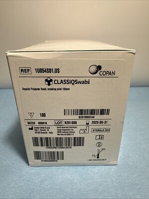 Copan ClassiQ Diagnostic Plain Dry Swabs in Peel Pouch 100/PK