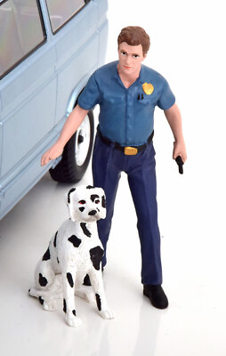 1:18 American Diorama Figur Firefighters Fire Dog Training