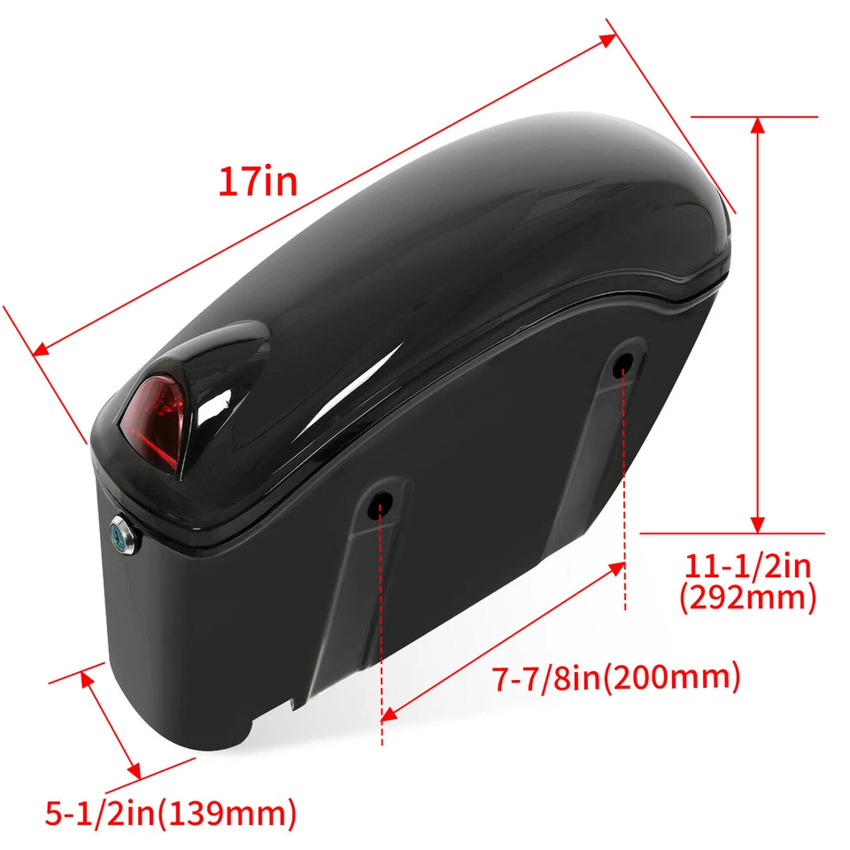 Universal Hard Saddlebag Saddle Bags w/Light For Honda Harley Cruiser Motorcycle - Image 4 of 4