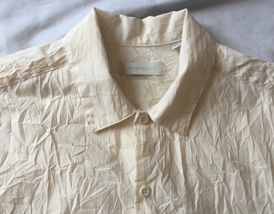 URBAN OUTFITTERS STANDARD CLOTH Caden Crinkled Cotton Shirt Ivory Oversize L XL