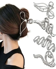 HAIMEIKANG 4 PCs Metal Hair Claw Clips - Irregular Large Clips for Women, Non...