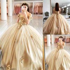Champagne Beaded Quinceanera Dresses Off Shoulder Ball Gowns Sweet 15 16 Party