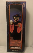 Vintage 1995 Halloween Gemmy Witch Skull Motionette Animated with original box