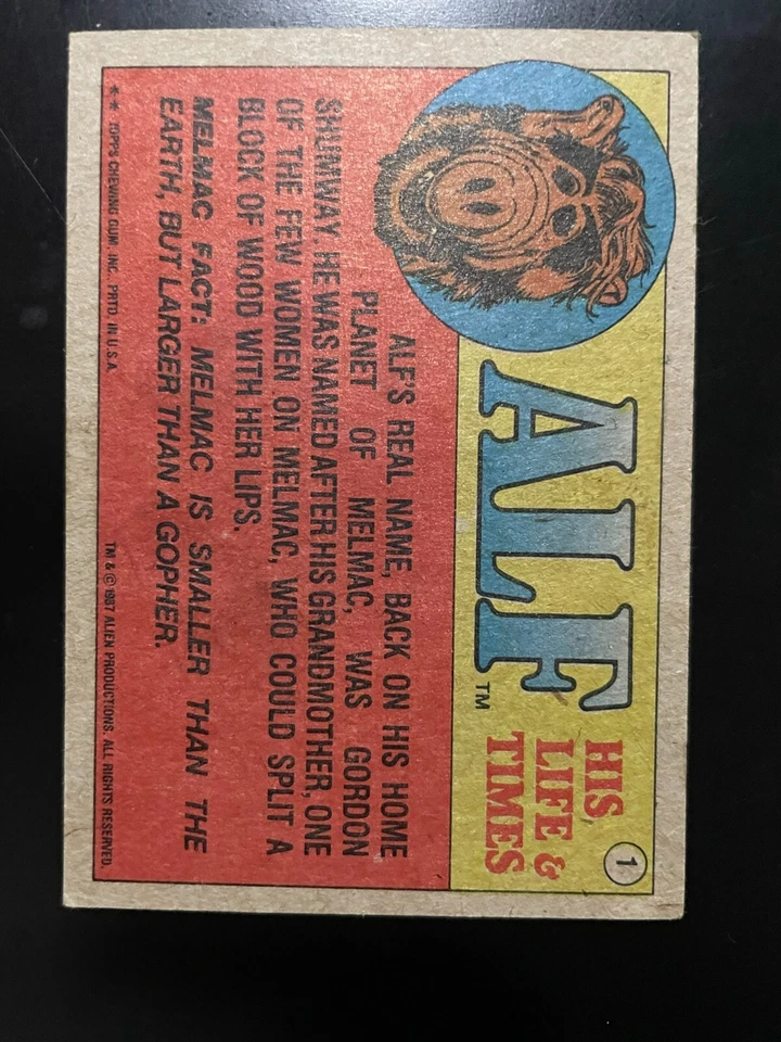 ALF 1987 Topps Chewing Gum Picture Card Series #1 Title Card - Image 2 of 2