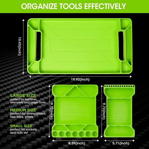 Bandeja de herramientas flexible DuraTech 3 piezas soporte de herramientas de silicona para almacenamiento doméstico verde - Imagen 3 de 9