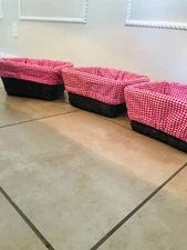 pottery barn  sabrina medium basket red gingham liner