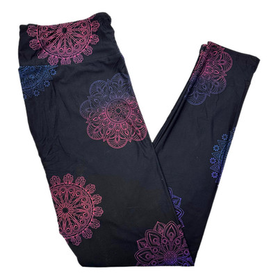OS LuLaRoe Leggings ~ MANDALA LOTUS PATTERN on BLACK ~ Sizes 2-10, ONE SIZE