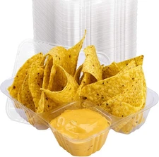 [100 Pack] 5x6 Clear Plastic Disposable Nacho Tray for Concessions by Avant Grub