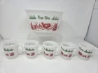 Vintage Hazel Atlas Egg Nog 6-pc Set Milk Glass Carriage Punch Bowl + 5 Mugs