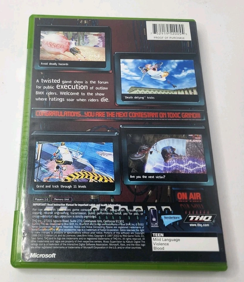 Toxic Grind (Microsoft Xbox, 2002) - STICKER SEALED - Image 2 of 4