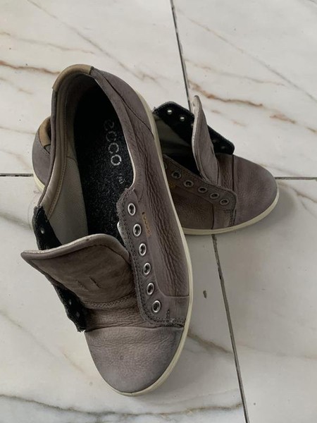 Women Ecco Loafers Grey Leather 39 #3R5Q