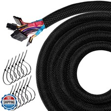 20FT Split Cable Management Sleeve Wire Loom Tubing Cord Protecto