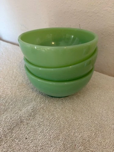 Lot of 3 - Fire King Oven Ware USA Jadite Green Breakfast/Soup 5'' Bowls