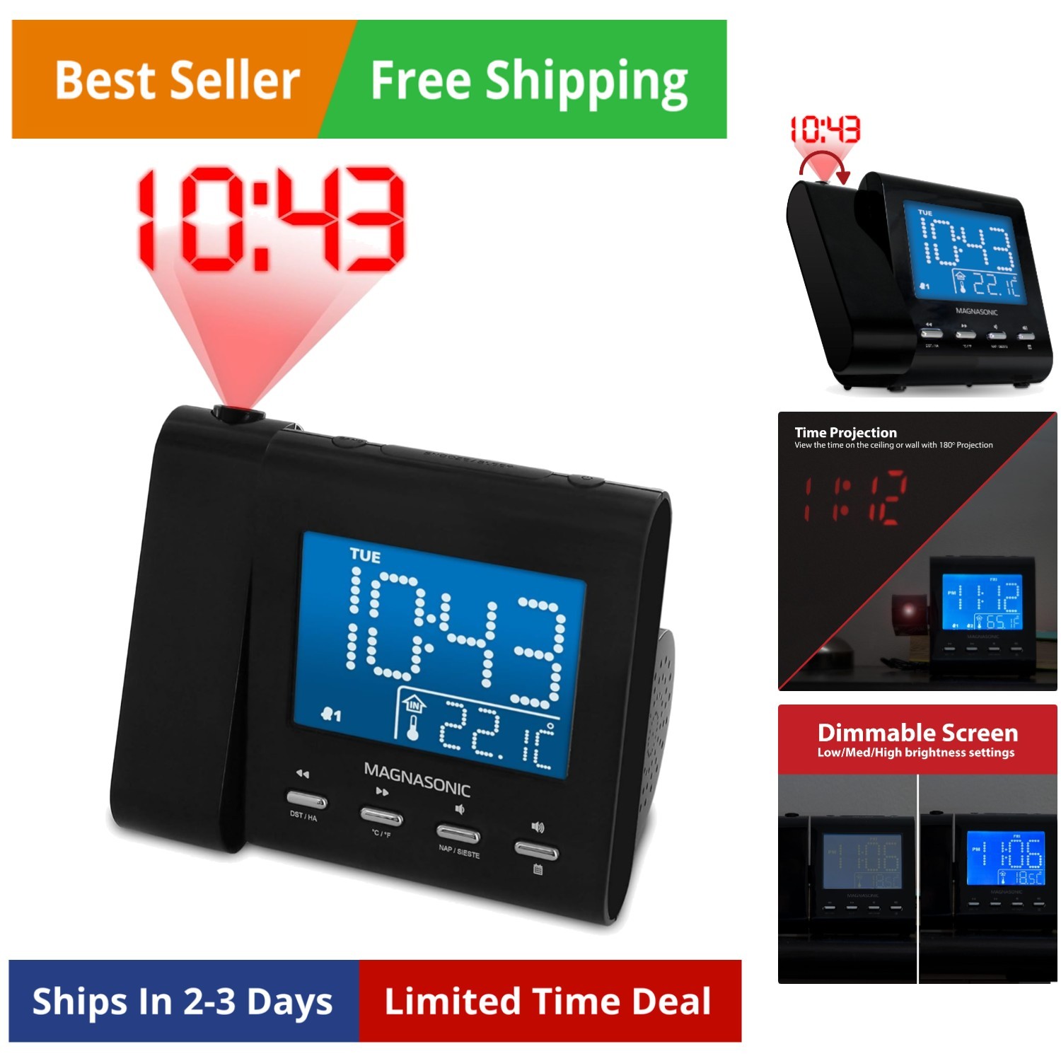 With Am/fm Radio, Battery Backup, Auto Time Set, Dual ...