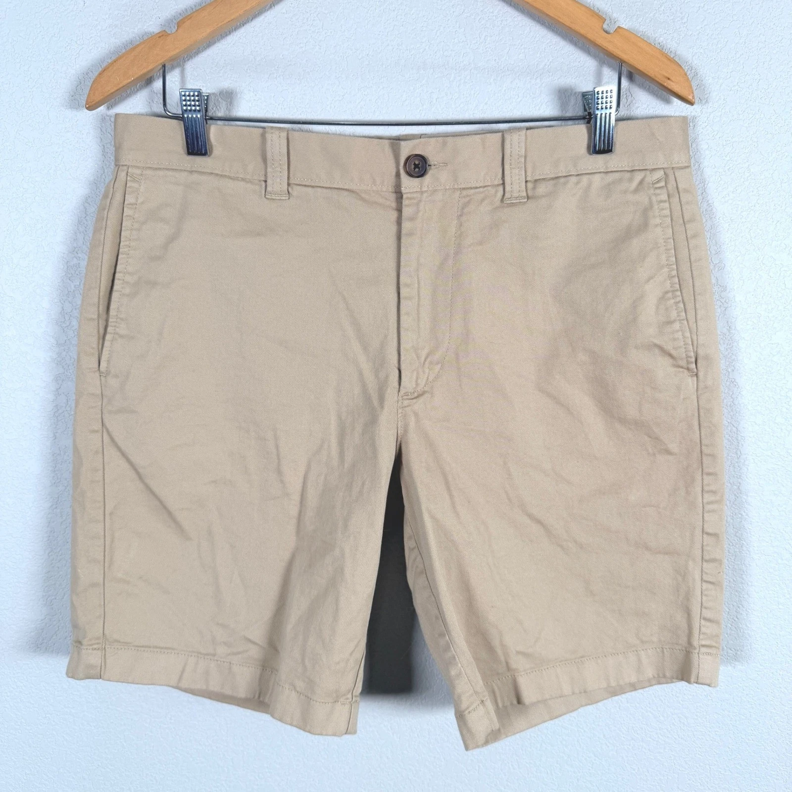 J.Crew Chino Shorts Mens 33 Tan 9" Inseam Stretch Cotton Twill Khaki