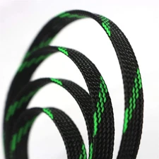 30ft PET Expandable Sleeving Wire Cable Sleeve (1/4", Green&Black) 1/4"