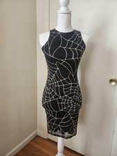 black windsor spiderweb cobweb graphic tank dress size small