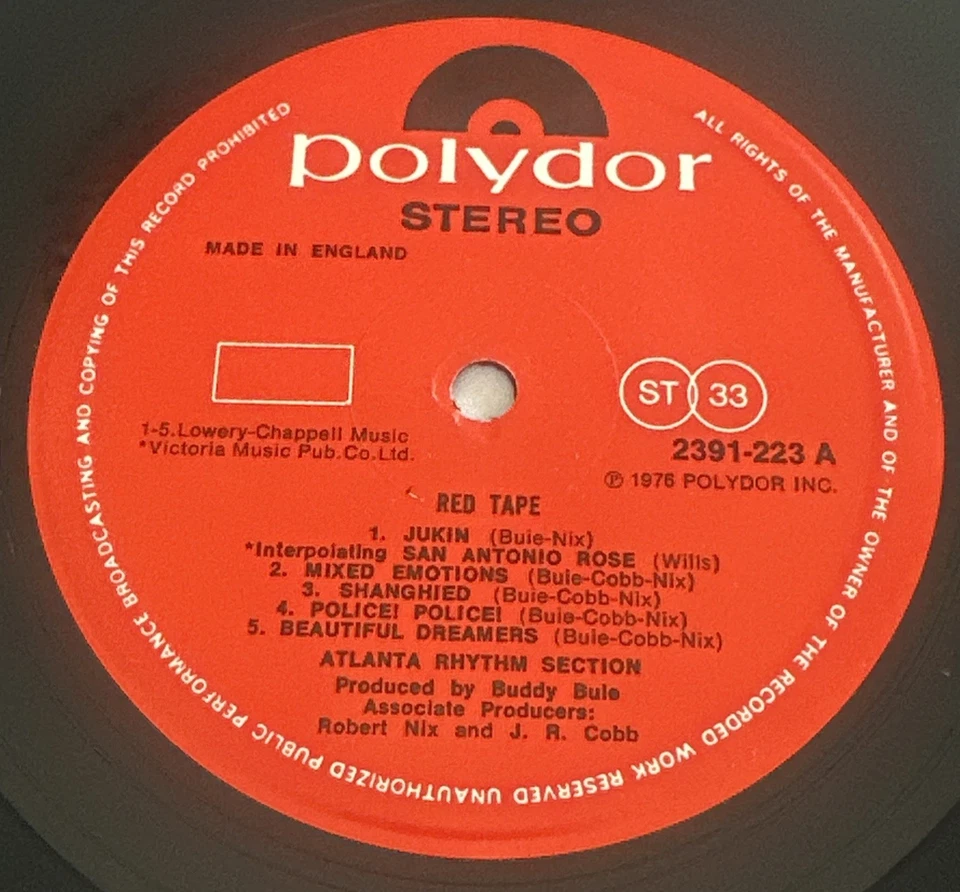Atlanta Rhythm Section Red Tape LP Album Vinyl Record 2391-223 Polydor VG+ / VG+ - Image 4 of 4