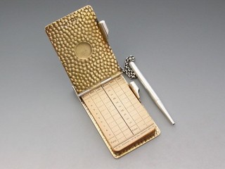 Edwardian Silver Mounted Golf Score Card with Propelling Pencil. London 1901