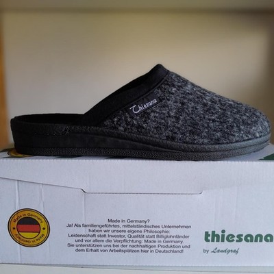 Thiesana Herren Hausschuhe Andy grau Fußbett - Made in Germany Gr 41 - 45