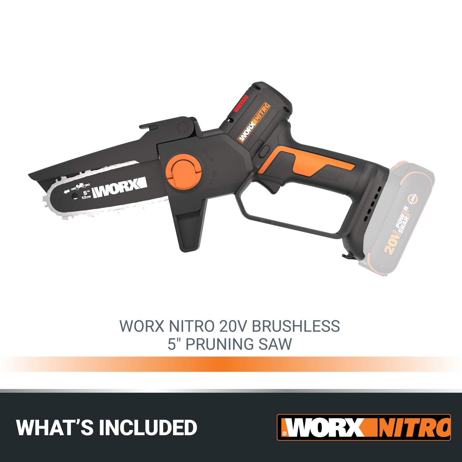 Worx Nitro 20V Brushless 5" Pruning Saw Tool Only (WG325.9)