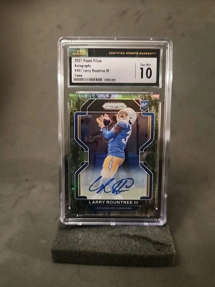 2021 Panini Prizm Auto- Rookie Larry Rountree III #401 Camo Prizm RC/25 CSG 10 - Image 4 of 4