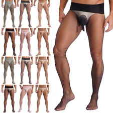 Men's Ultra-thin Stretchy Pantyhose See-through Stockings Nightwear Underwear