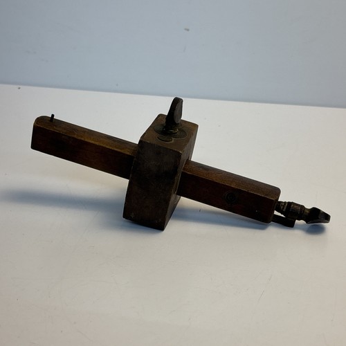 Antique Wood & Brass Marking Gauge Dual Scribe Adjustable Woodworking Tool
