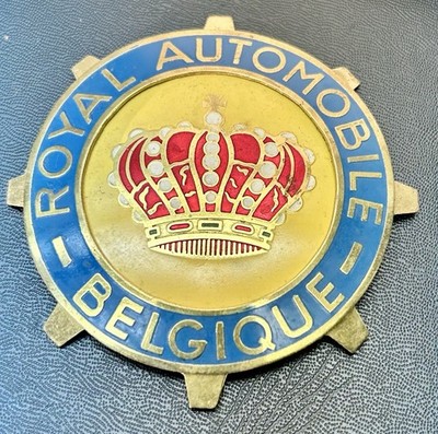 Vintage Enameled Royal Automobile Club of Belgium Grill Emblem Badge Authentic