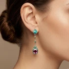 Green Emerald & Pink Padparadscha Sapphire 6.55Ct 925 Sterling Silver Earrings