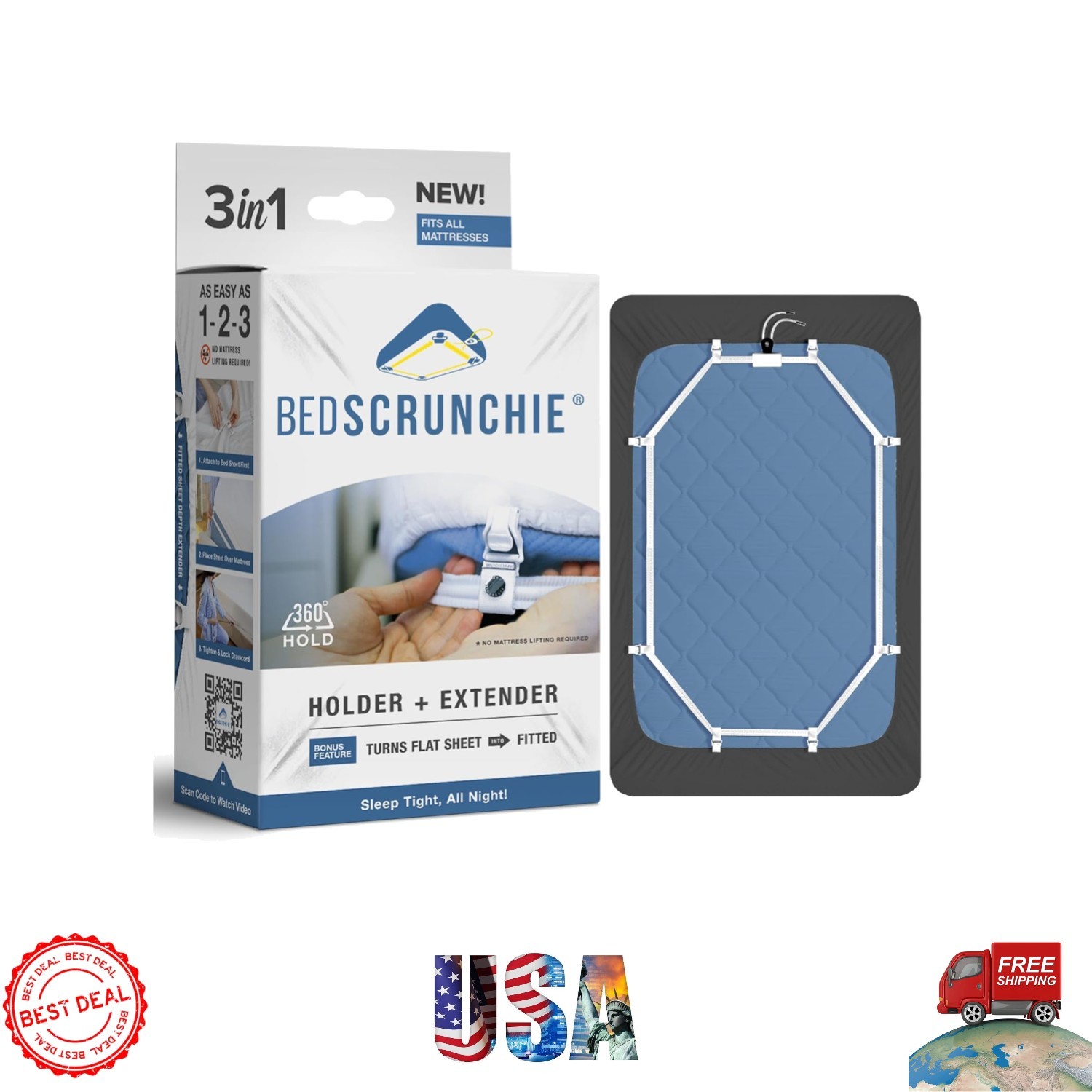 Heavy-Duty Sheet Tightener with Parachute Cord - Secure All Mattress Types