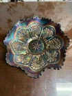 Fenton Vintage Carnival Glass Peacock & Grape Blackberry Exterior 8" Bowl GUC