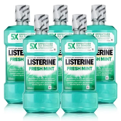 Listerine Fresh Mint 500ml - Für die tägliche Mundspülung (5er Pack )