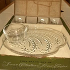 Vintage Federal Glass Hospitality Snack Plate + Cup - FULL Set of 4 - 1950’s
