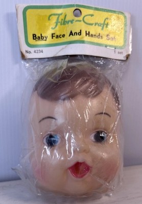 Vintage Deadstock NOS Doll Head & Hands Set  Fibre Craft No. 4234