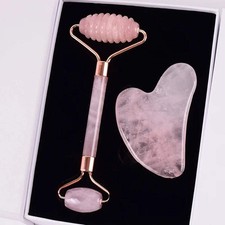 Rose Quartz Gua Sha Facial Massage Tool Natural Crystal Face Sculpting for Ant