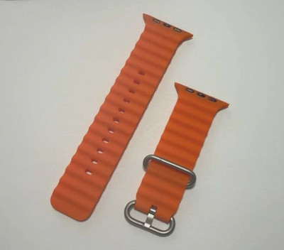 Generic Watch Band For 49mm Apple Ultra 1, 2 & 3 Natural Titanium. Orange 4Ocean