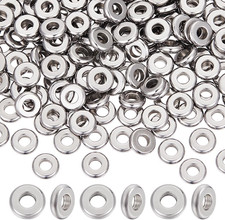 200Pcs 8Mm Solid Flat round Spacer Beads Rondelle 304 Stainless Steel Spacer Bea