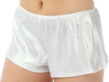 MARLON LADIES WHITE SATIN FRENCH KNICKER PYJAMA SHORT SLEEP SHORT UK SIZES 14-22