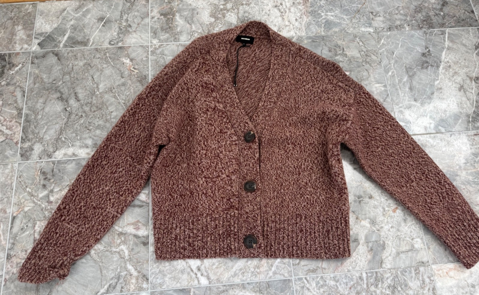 Monrow wool/ cashmere button down Maroon Cardigan… - image 1